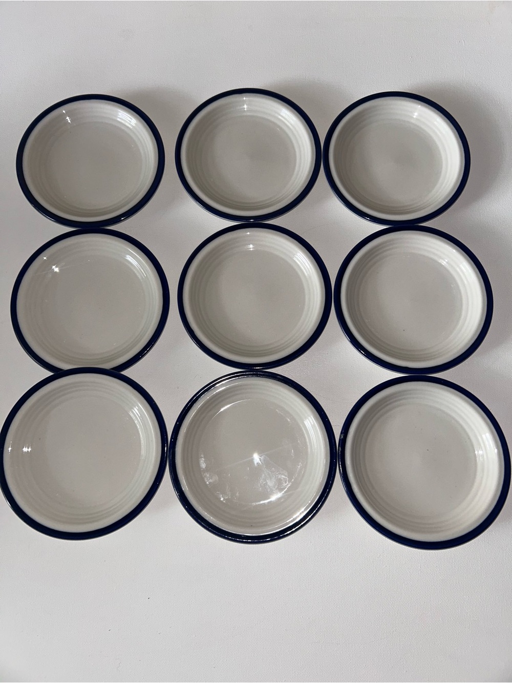 Set of 8 Vintage Sterling China Bread & Butter Plates Wellsville Ohio Blue Rim - Picture 8 of 12